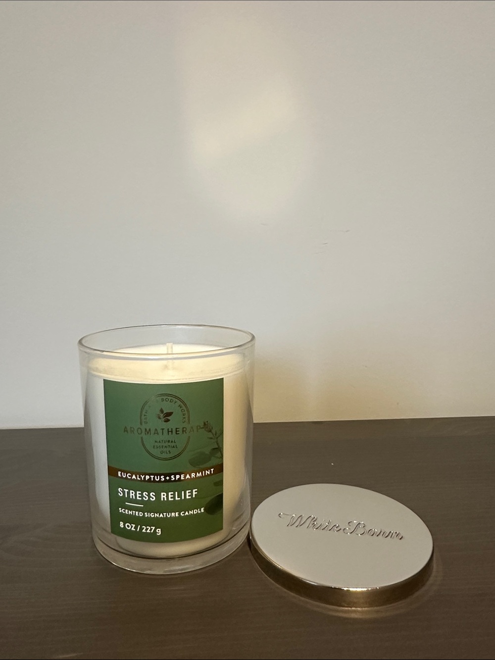 Bath & Body Works Aromatherapy Stress Relief Candle - Green & White